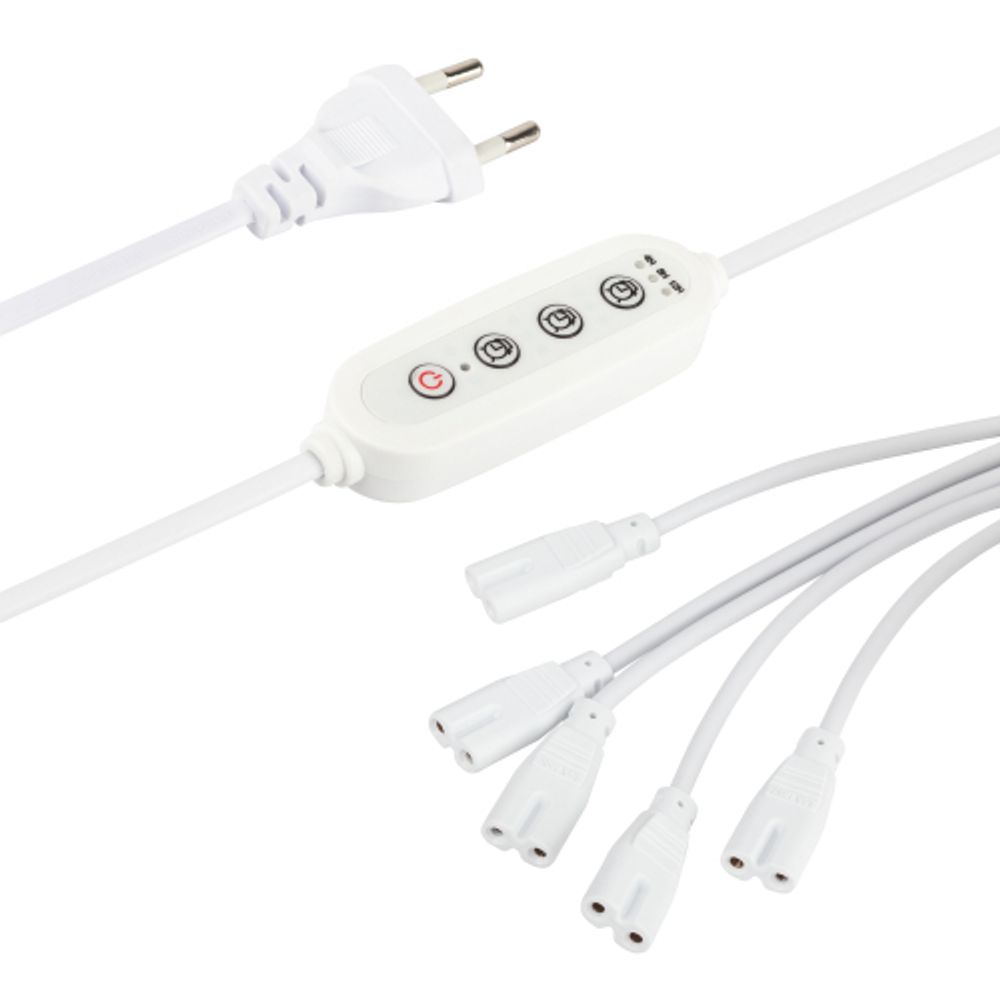 Разветвитель сетевой для линейных светильников ЭРА 5х IEC C7 2pin+timer на 5 точек с таймером 9, 12, 15H 2м | Аксессуары для фито светильников