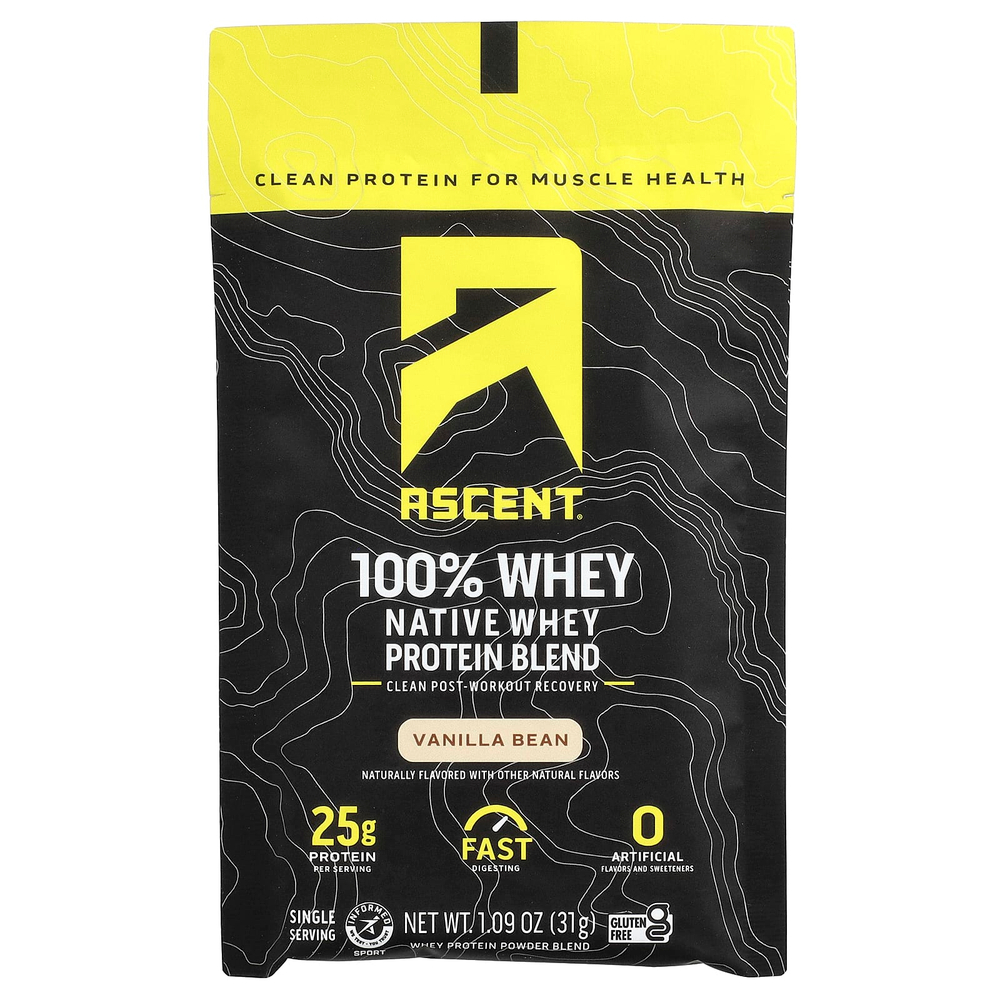 Ascent, Native Whey Protein Blend, Vanilla Bean, 15 Packets, 1.09 oz (31 g) Each