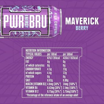 Энергетический напиток PWR BRU Maverick Berry (Ягода) 500мл (Великобритания)