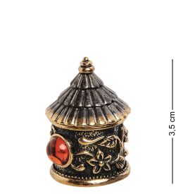 AM-1429 Наперсток «Цветочный домик» с магнитом (латунь, янтарь)