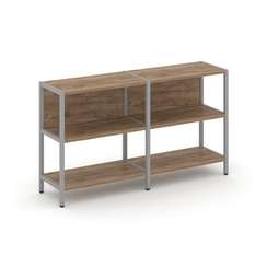 Shelf System Двухсекционный стеллаж двухярусный SN.STM-221 Дуб Табак/Металл Серый 1590*400*879