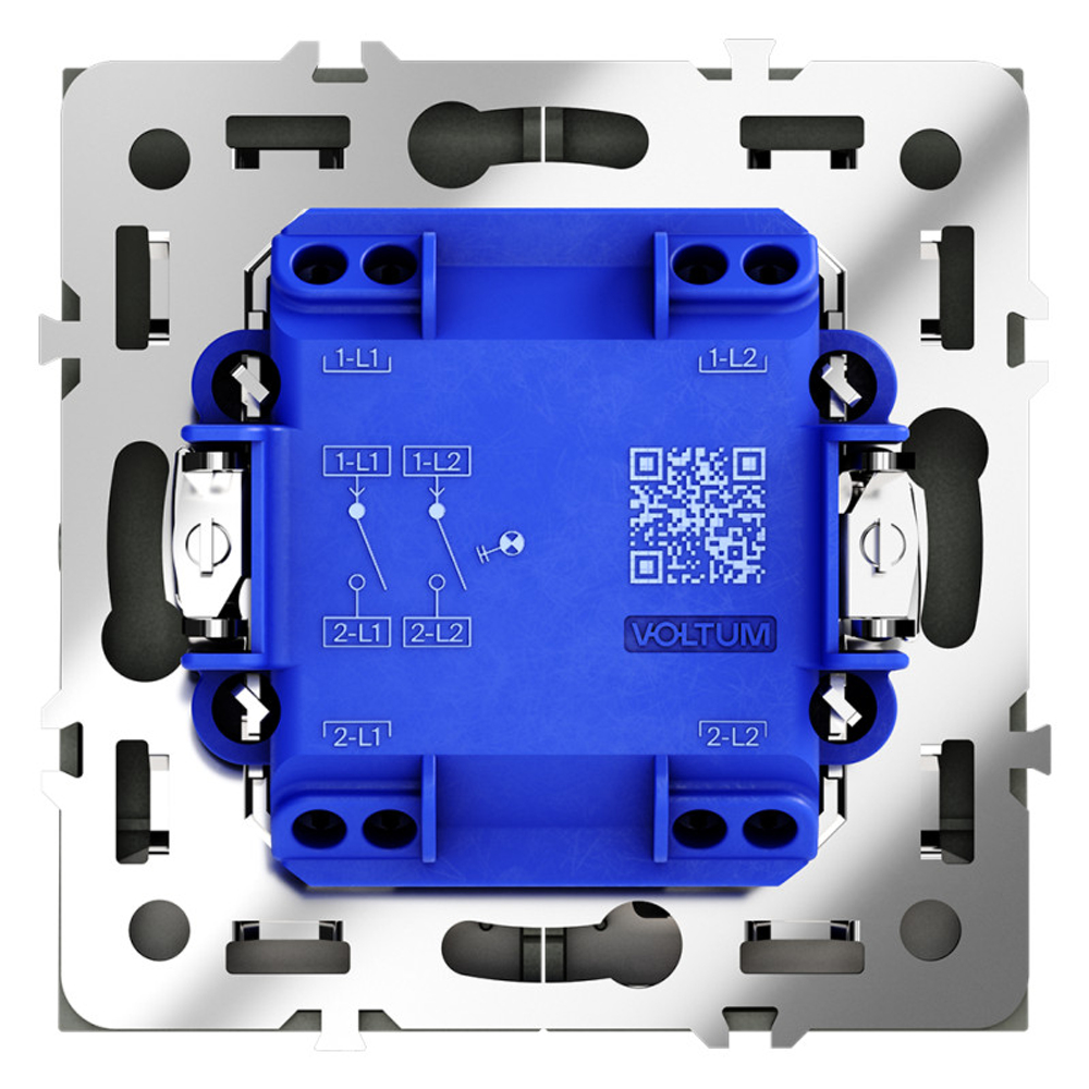Выключатель встраиваемый VOLTUM S70 двухклавишный с подсветкой 10А, (черный матовый)