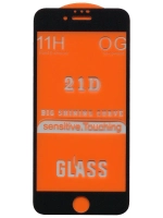 Защитное стекло Glass для Apple iPhone 6/ iPhone 6S/ 21D/ полный клей, черная рамка