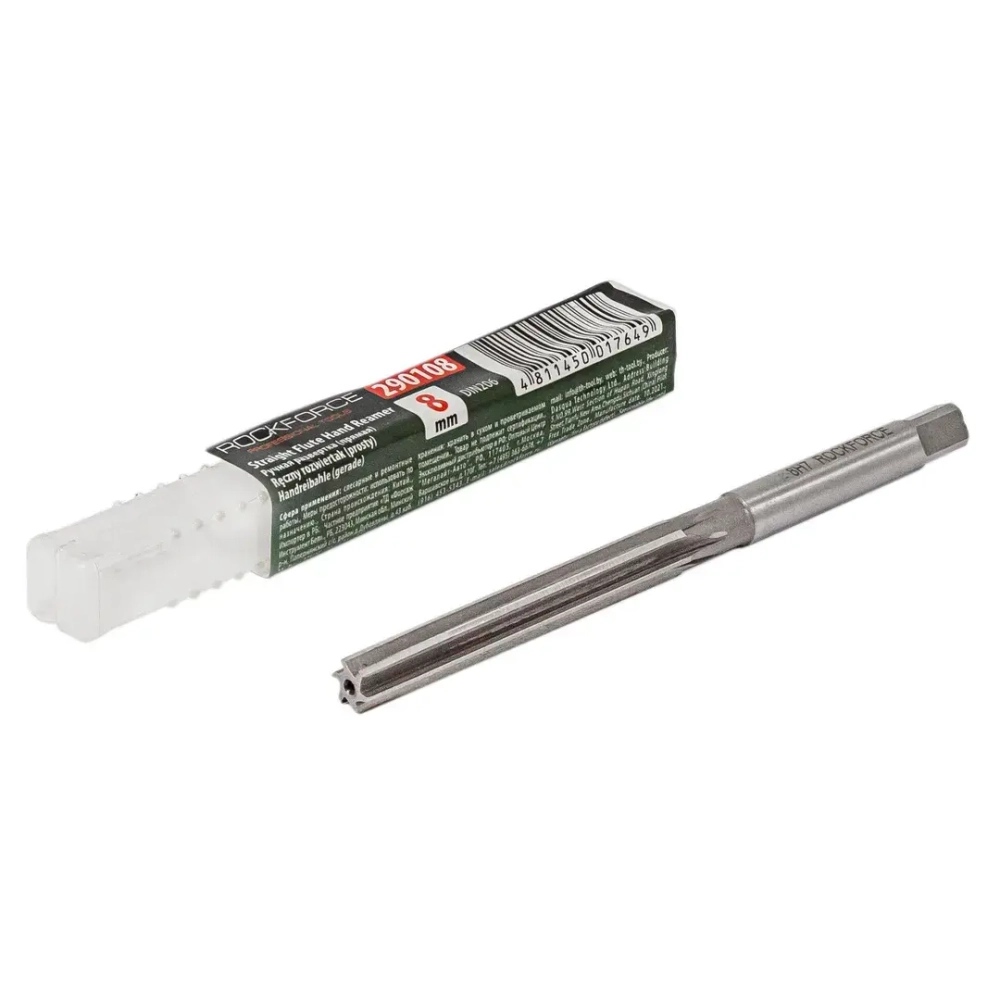Развертка ручная (прямая) 8мм Profi, в пластиковом футляре RockForce##Rock FORCE RF-290108