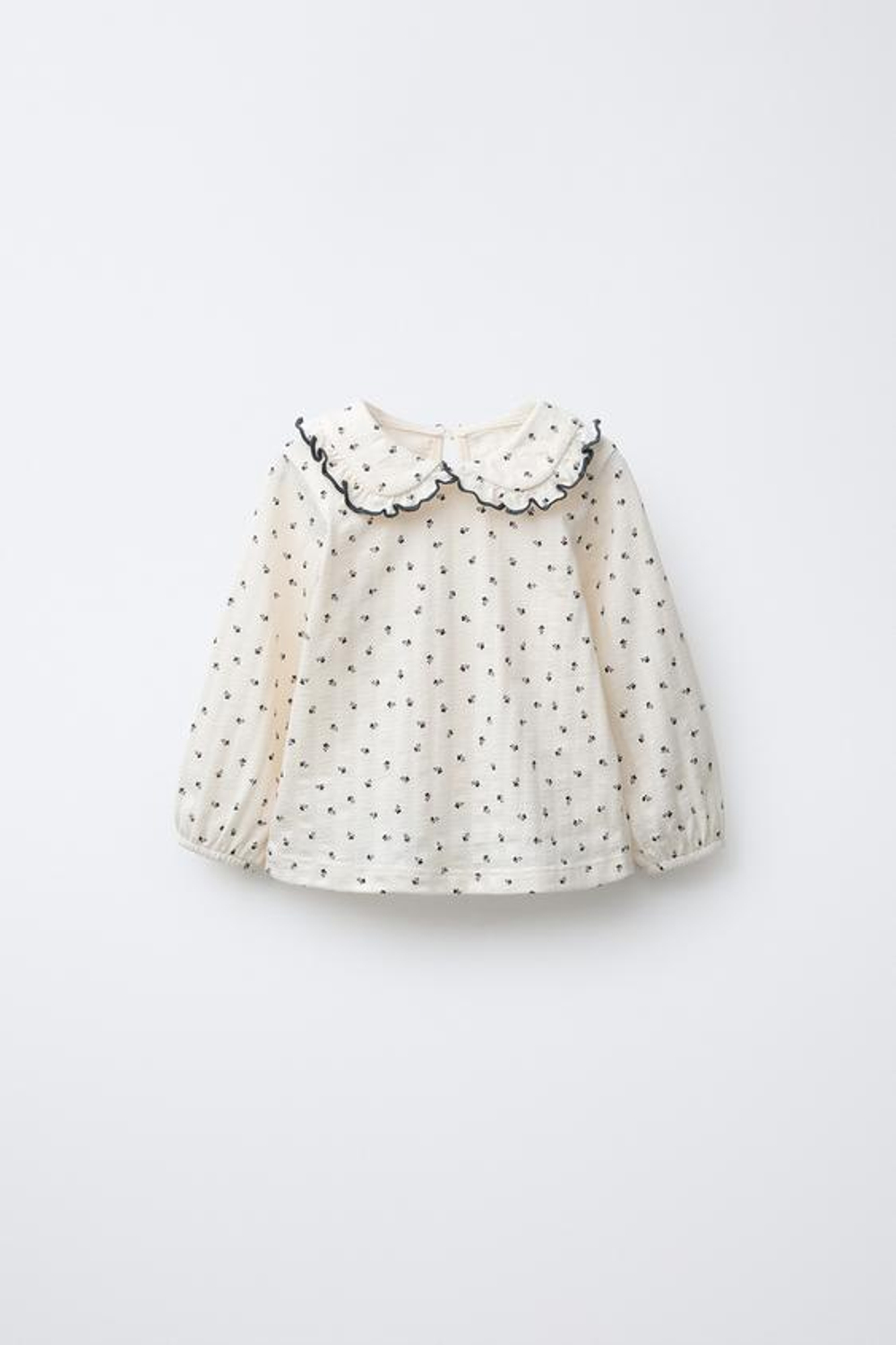 ZARA ФУТБОЛКА С ОТЛОЖНЫМ ВОРОТНИКОМ И ЦВЕТОЧНЫМ ПРИНТОМ, ЭКРЮ