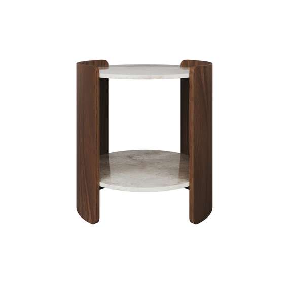 Столик Lagom Stone D 43 см высота 45 см (камень OV, орех)