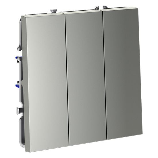 Выключатель встраиваемый VOLTUM S70 трехклавишный 10А, (сталь)