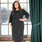 Платье миди, джерси-ангора чёрное