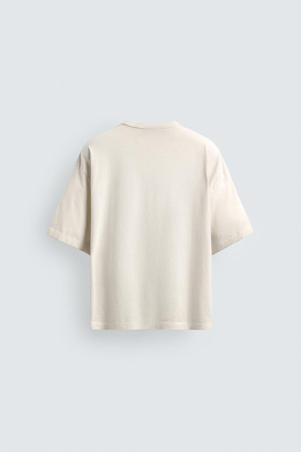 ZARA ФУТБОЛКА ИЗ ТКАНИ С ЭФФЕКТОМ ПОТЕРТОСТИ С НАДПИСЬЮ МАРКЕРОМ, ЭКРЮ