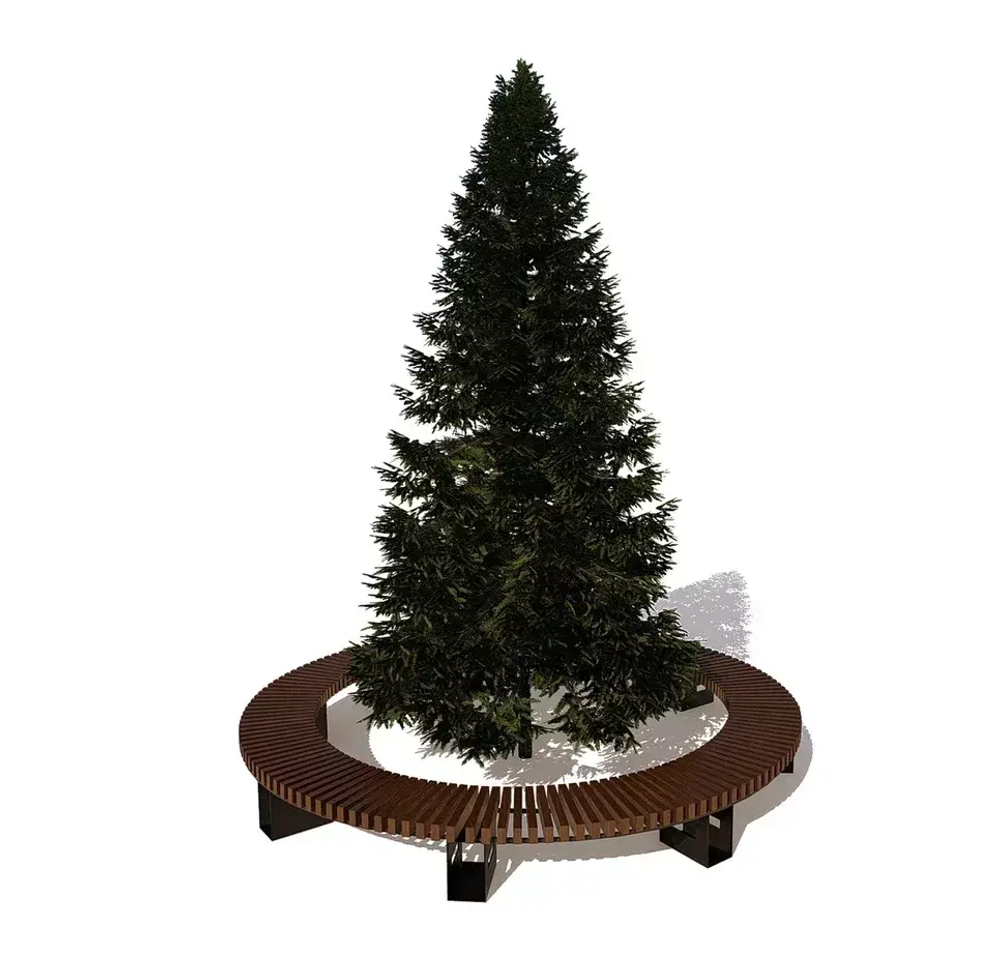 Садово-парковая скамейка «Сити» брус 30х60, сосна, круг 9425мм, махагон