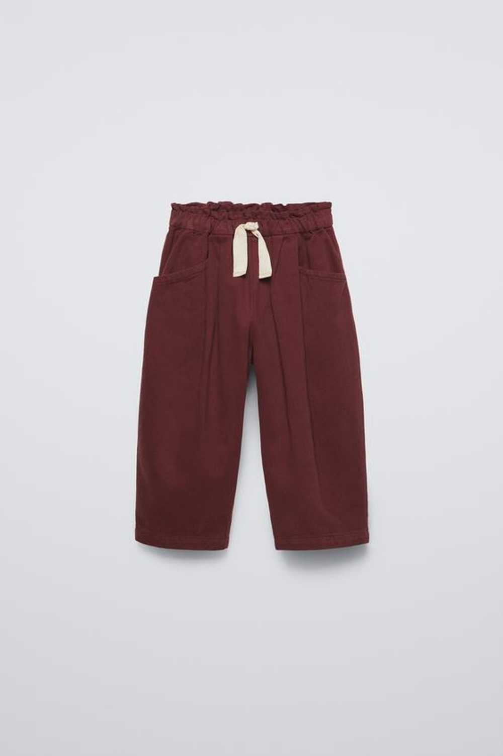 ZARA БРЮКИ BALLOON FIT С ЗАЩИПАМИ, ГРАНАТОВЫЙ