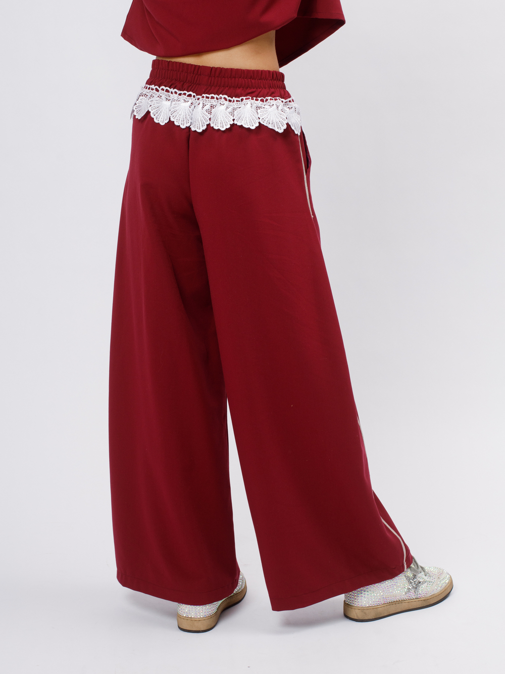 Брюки лампас бордо