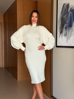 Платье миди из нейлона в молочном цвете