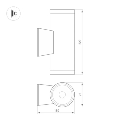 Светильник настенный LGD-WALDER-R92-2x13W Day4000-MIX (Черный, 40 deg, 230V) (Arlight, IP65 Металл, 5 лет) 060957
