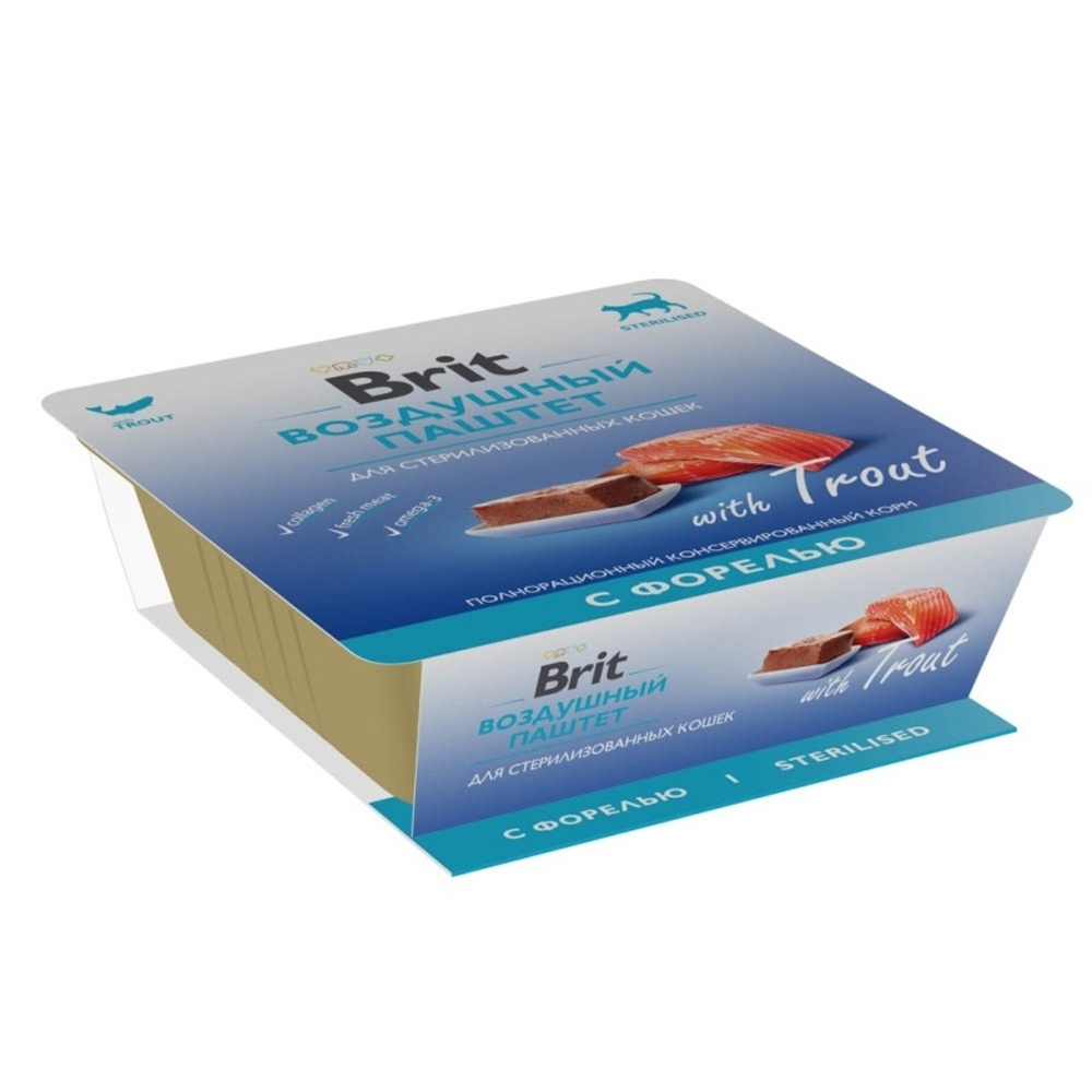 Воздушный паштет Brit для стерилизованных кошек, с форелью, 100 г