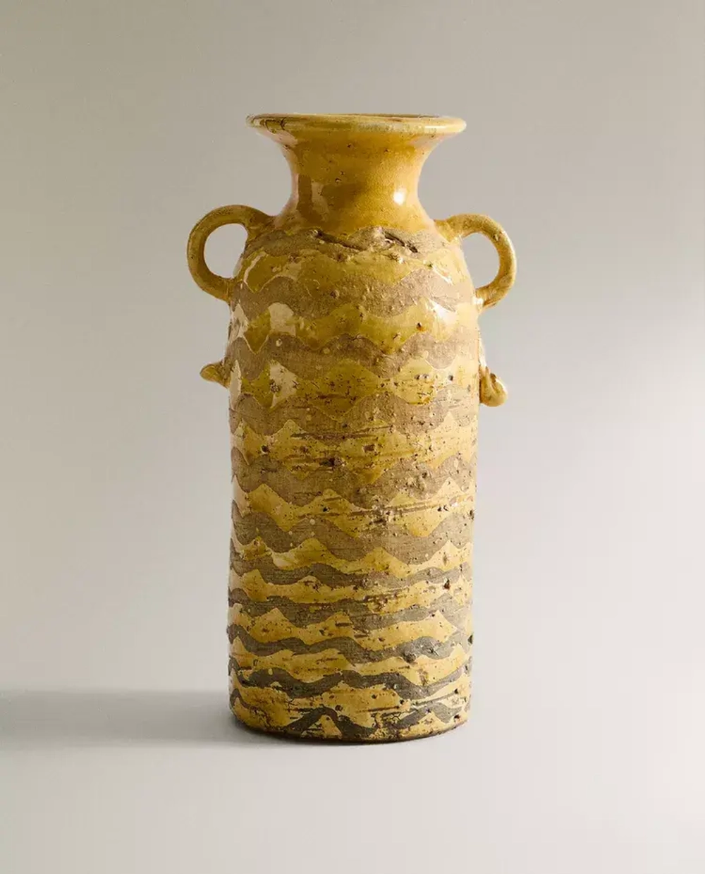 ZARA HOME УДЛИНЕННАЯ ВАЗА ИЗ КЕРАМИКИ, ЖЕЛТЫЙ