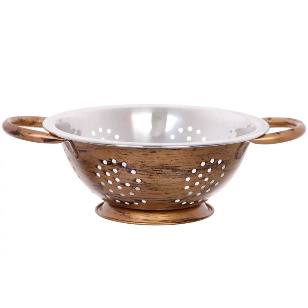 Дуршлаг из нержавеющей стали 0,9л 20см с 2-мя ручками цвет Антик