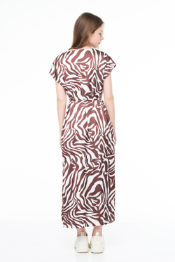 Платье женское 3946АПА, бело-коричневый #270БК053946АПА