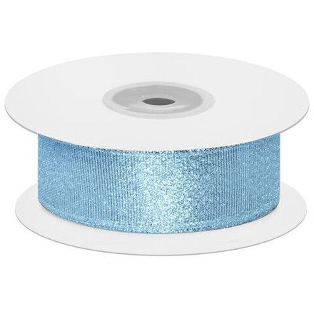 Лента Парча (2,5 см*22,85 м) Мерцающий блеск, Голубой, Металлик, 1 шт.