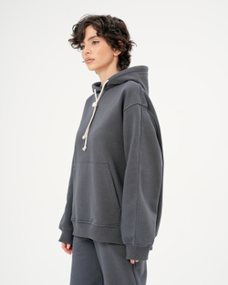 Худи boyfriend из футера с контрастным шнурком