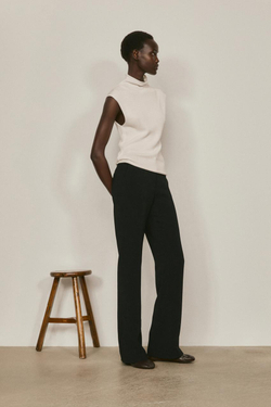 Massimo Dutti Расклешенные брюки с атласной отделкой - Limited Edition, черный