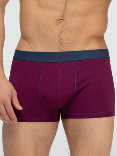 Мужские трусы-боксеры с контрастной отстрочкой (Размер: S) (Цвет: сливовый)