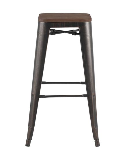 Стул барный TOLIX WOOD черный патина золото