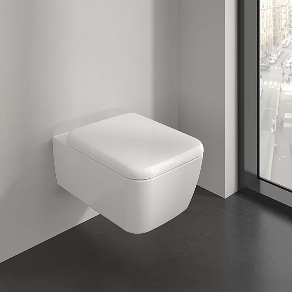 Унитаз подвесной Villeroy&Boch Skyla 4682CL01 альпийский белый, с крышкой микролифт, безободковый, слив-торнадо