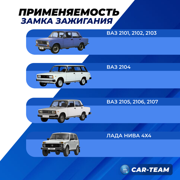 Замок зажигания ВАЗ 2101, 2102, 2103, 2104, 2105, 2106, 2107, Лада Нива 4х4 с выкидным ключом в стиле AUDI и сигнализацией Smart Lock