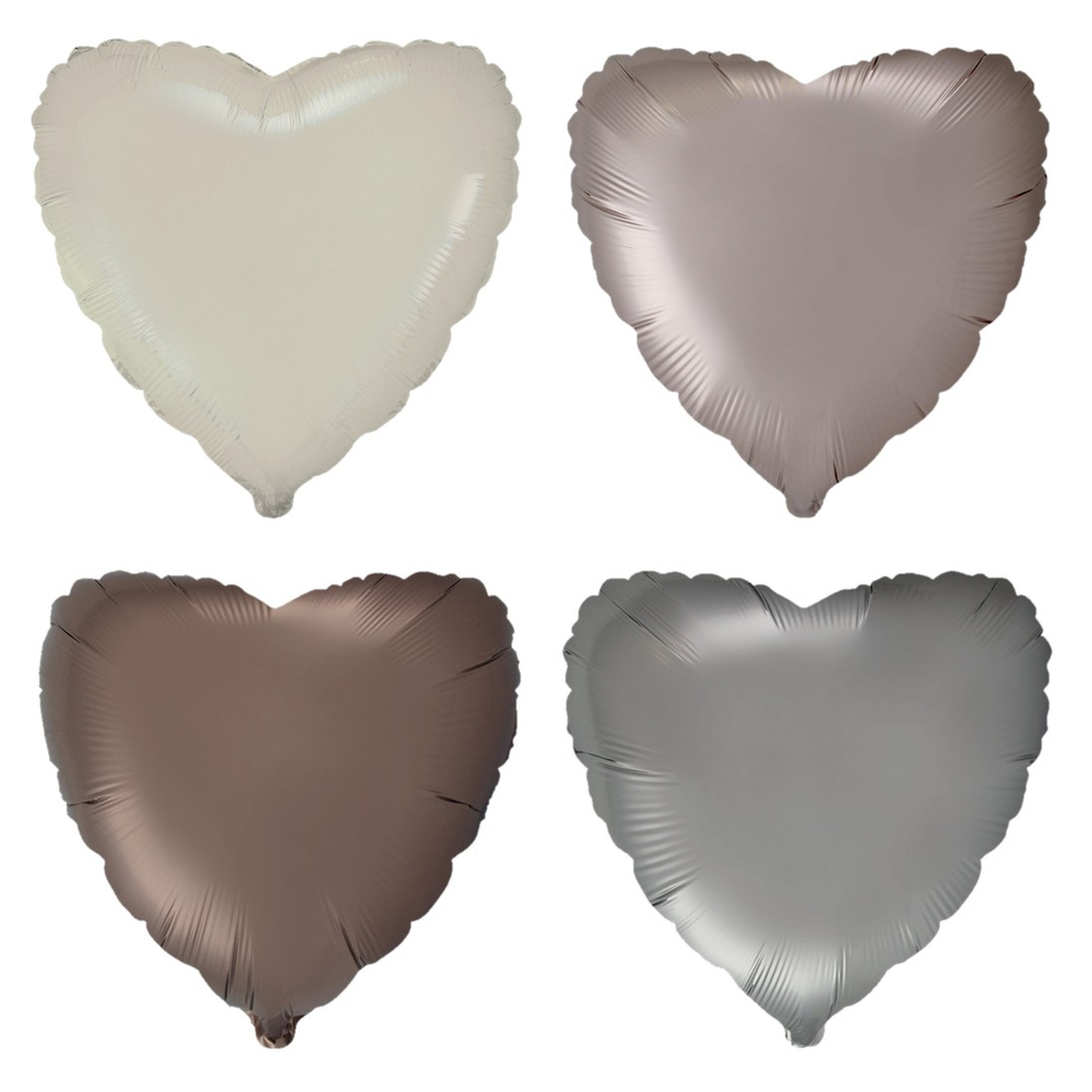 Фольгированный шар-сердце, сатин, в бежевых оттенках, 46 см