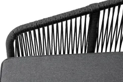 "Канны" диван модульный плетеный из роупа, каркас алюминий темно-серый (RAL7024) муар, роуп темно-серый круглый, ткань темно-серая 027