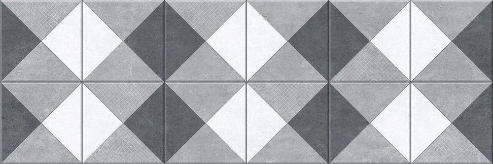 Настенная плитка Alma Ceramica TWU93ORG27R Origami 30x90 серая / белая матовая под мозаику с орнаментом