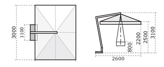 Зонт профессиональный Torino Braccio 2000х3000 слоновая кость Scolaro Италия