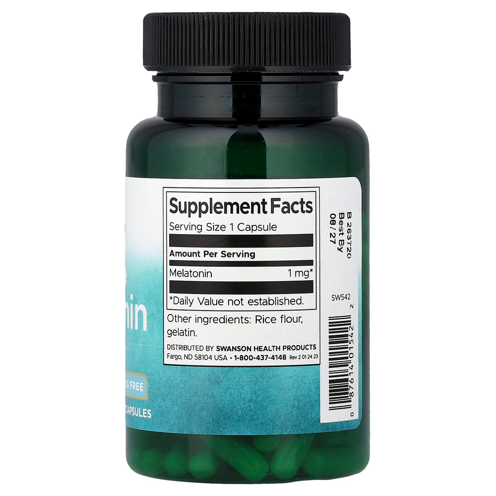Swanson, Мелатонин в низкой дозе, 1 мг, 120 капсул