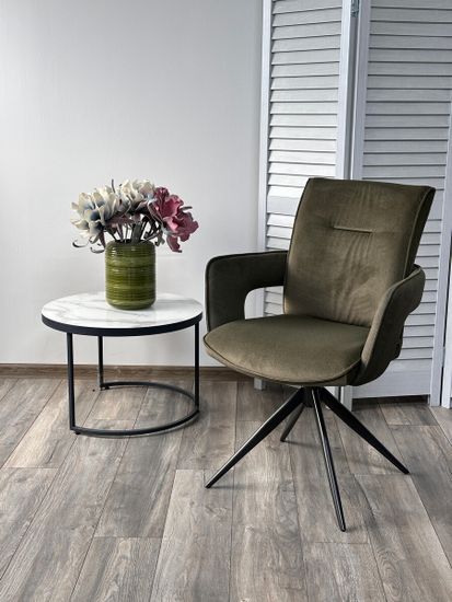 Стул KINNET 360 град. поворот. MOHAIR-353 / CASTEL-39 Зеленый,ткань/ Тем.-серый каркас