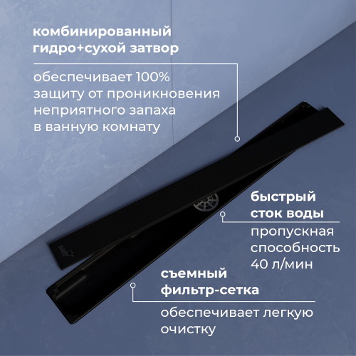 Душевой трап двухсторонний линейный, черный RGW SDR-22B (400)