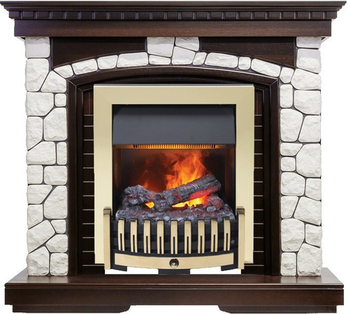 Каминокомплект Glasgow - Темный дуб / Белый с очагом Danville Brass FB2