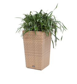 "Капучино" кашпо для цветов плетеное из искусственного ротанга, цвет соломенный