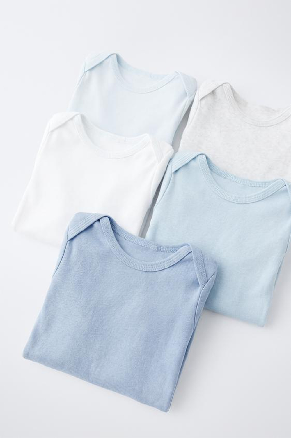 ZARA НАБОР ИЗ 5 БОДИ С КОРОТКИМИ РУКАВАМИ И НАШИВКОЙ, СИНИЙ