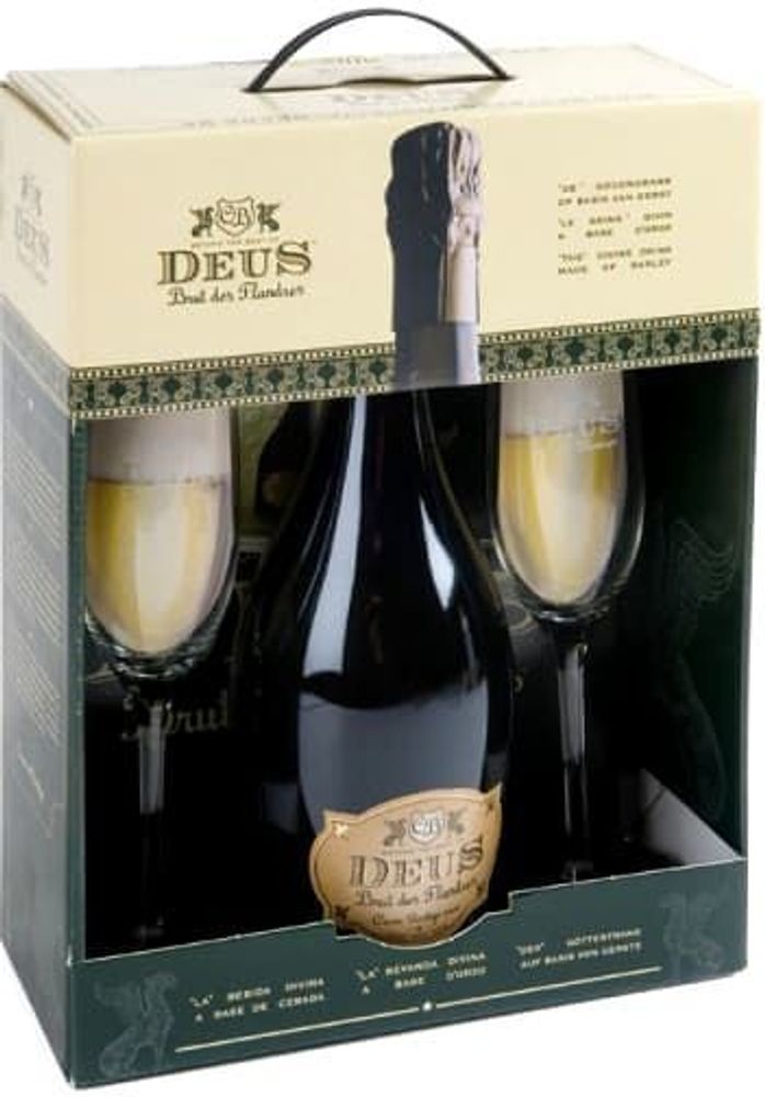 Подарочный набор DeuS Brut des Flandres (1x0.75)+2 бокала