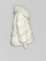 Куртка однотонная на молнии с мехом и широкими резинками на рукавах