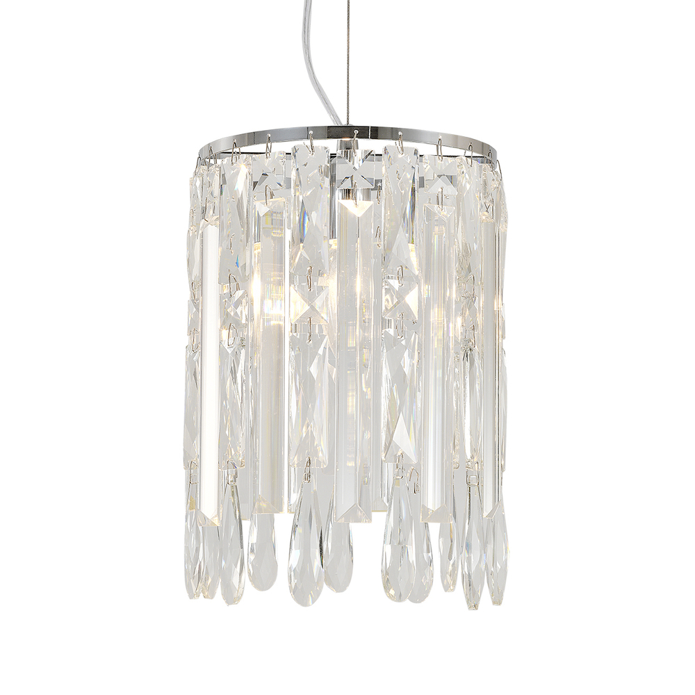 Подвесной светильник 1x60Вт E14, металл/хрусталь, хром