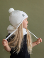 Комплект Шапка вязаная + снуд (Молочный) БУБА