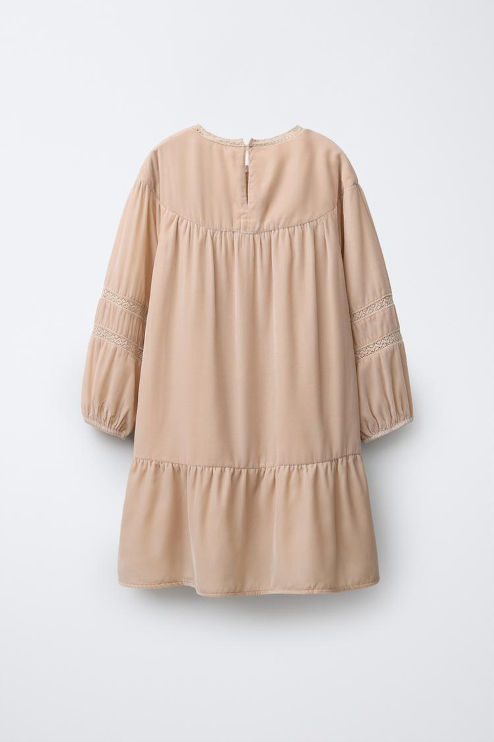 ZARA БАРХАТНОЕ ПЛАТЬЕ С КРУЖЕВОМ И ПАЙЕТКАМИ, БЕЖЕВЫЙ