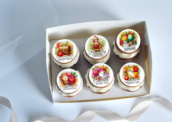 Капкейки с фотопечатью для учителя на День знаний в подарок