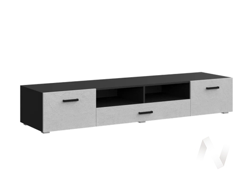 Тумба ТВ Гостиная Николь (черный/пластер бьянко)