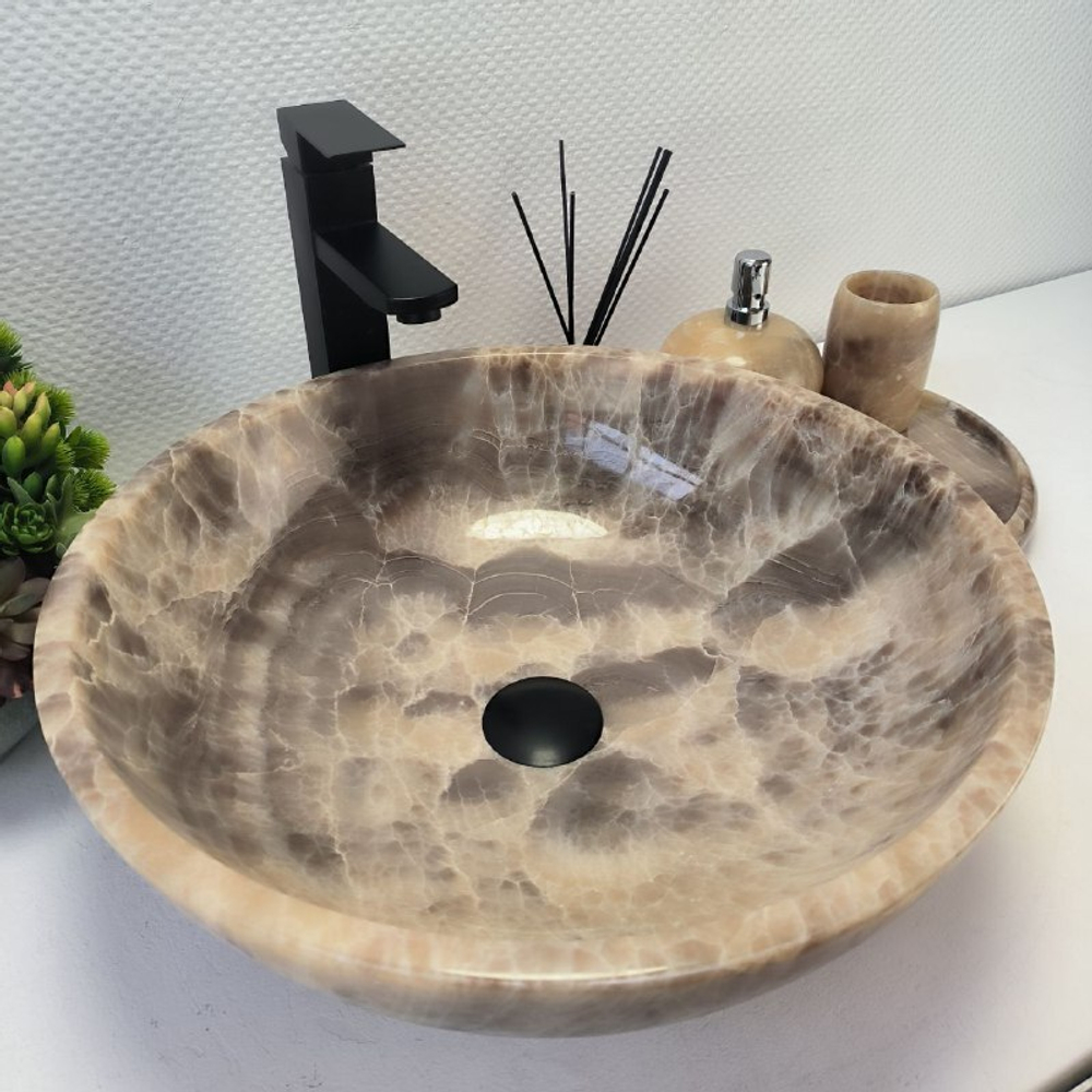 Раковина из оникса Bowl Grey TinLip BO-62950 45*45*15 43