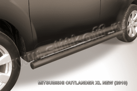Пороги стальные Mitsubishi Outlander XL (2009-2013) d76 труба (серебристые)