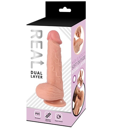 Реалистичный фаллоимитатор Real Dual Layer 14 см