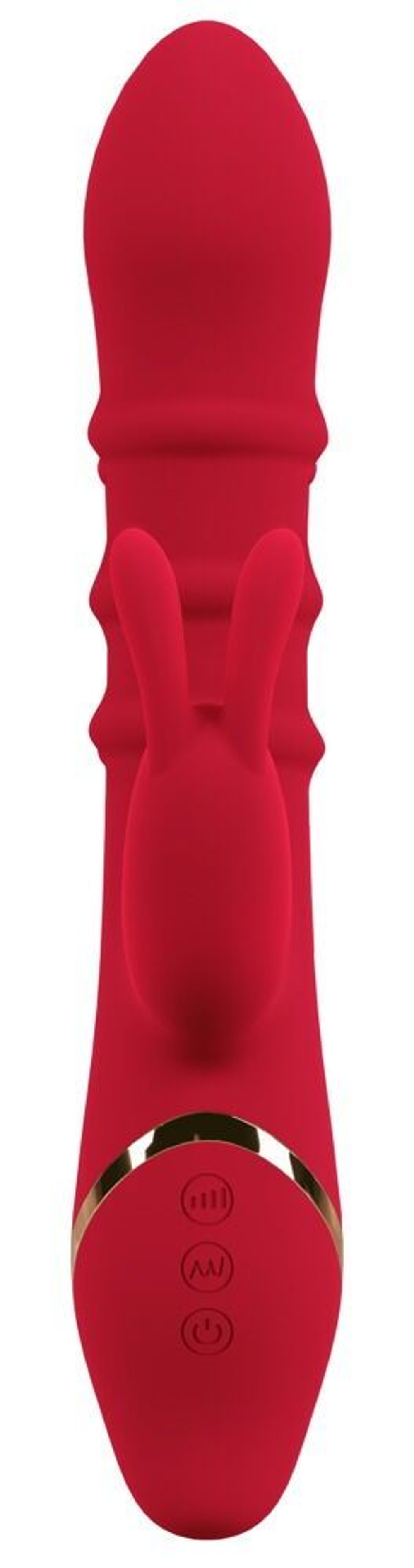 Красный вибратор-кролик с 3 подвижными кольцами Rabbit Vibrator with 3 Moving Rings - 23,7 см.